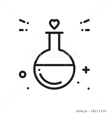 Love chemistry line icon. Test tube love fluid Love chemistry line icon. Test tube love fluid 38211120