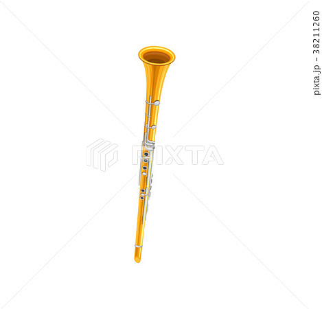 Cartoon golden clarinet. Cylindrical tube with Cartoon golden clarinet. Cylindrical tube with 38211260