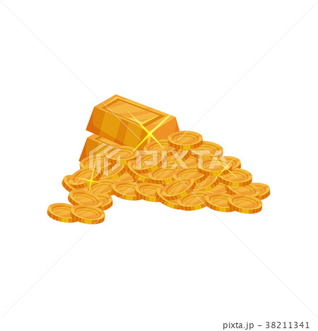 Pile of shiny golden coins and ingots. Pirate 38211341