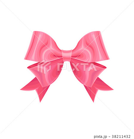 Adorable pink double ribbon bow. Design element 38211432