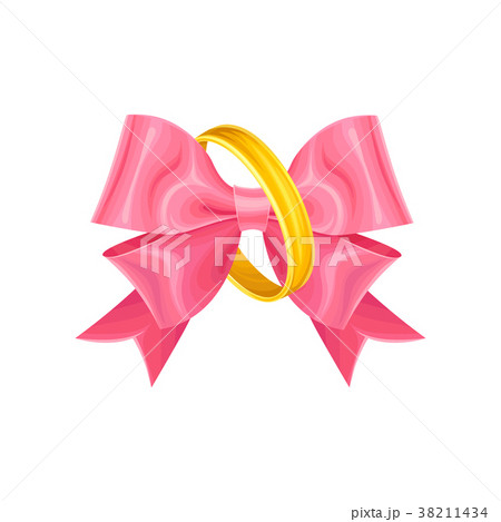 Beautiful detailed wedding golden rings with pink 38211434