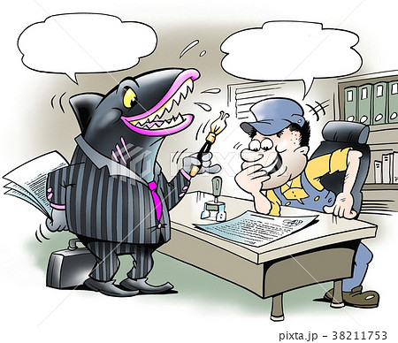 Smart sales man trying to cheat the customer 38211753