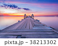 Landscape of Wooded bridge in the port between sun 38213302