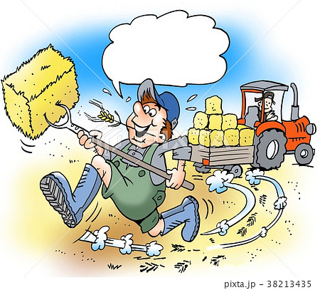 Cartoon illustration of a happy farmer Cartoon illustration of a happy farmer 38213435
