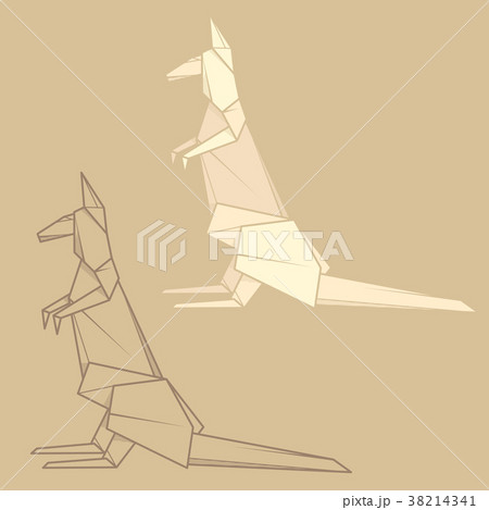 Paper origami and contour drawing of kangaroo. Paper origami and contour drawing of kangaroo. 38214341
