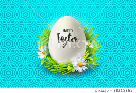 Easter and realistic egg in grass 38215365