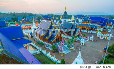 aerial view at great temple  Wat Den in Chaing Mai 38216320