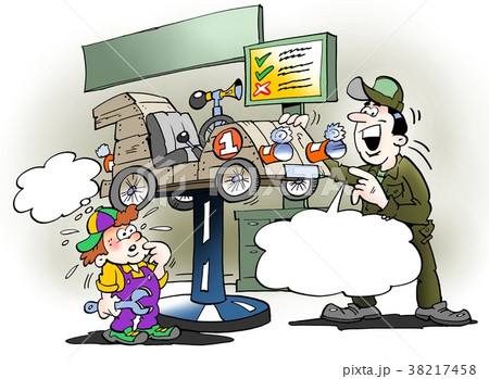 Cartoon illustration of a father and son 38217458