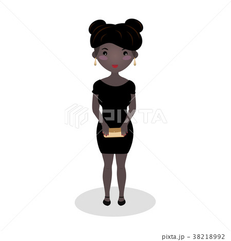 Girl wearing little black dress. Cartoon character - Stock Illustration  [38218992] - PIXTA