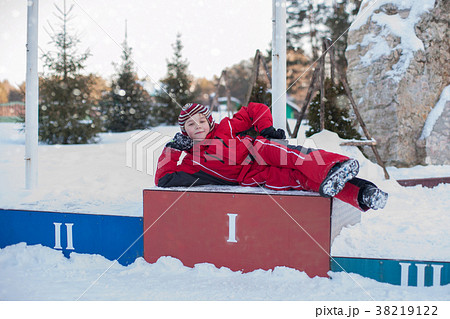 skiing in the forest 38219122