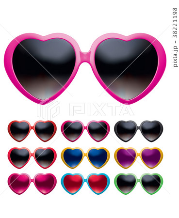 Eyeglasses heart shape set isolated. Vector 38221198