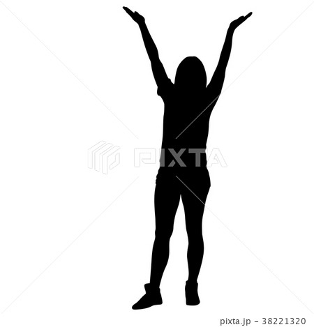 Silhouette of People dancing with a raised hand 38221320