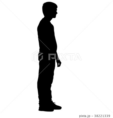 Silhouette of People Standing on White Background 38221339