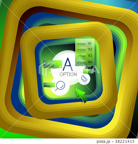Rotating swirl square background, color rectangles 38221415