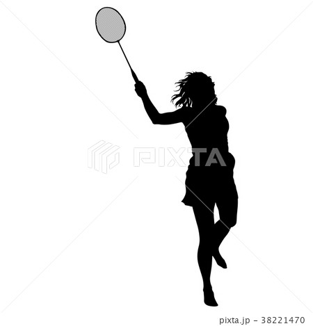 Black silhouette of female badminton player 38221470