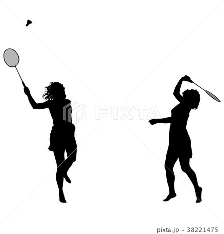 Black silhouette of female badminton player  38221475