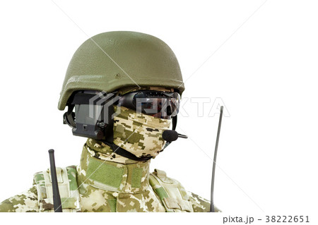 Mannequin in army uniform and equipment. Safety 38222651