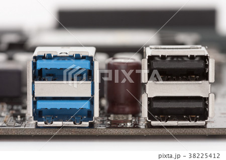 Blue USB 3.0 ports and black USB 2.0 ports  38225412