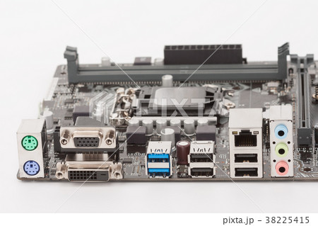 Ports of new, modern computer motherboard 38225415