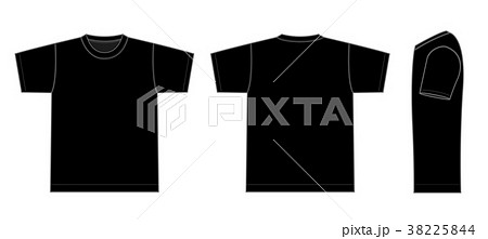 半袖tシャツ 絵型イラスト 側面 黒ブラックのイラスト素材