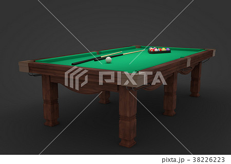 3d rendering of a billiards table with two cue 3d rendering of a billiards table with two cue 38226223