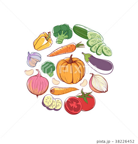 Vegan food round vector concept 38226452