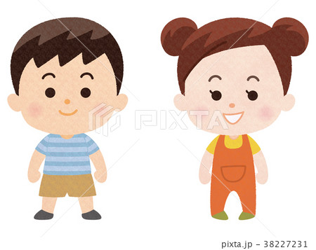 小さな男の子と女の子のイラスト素材