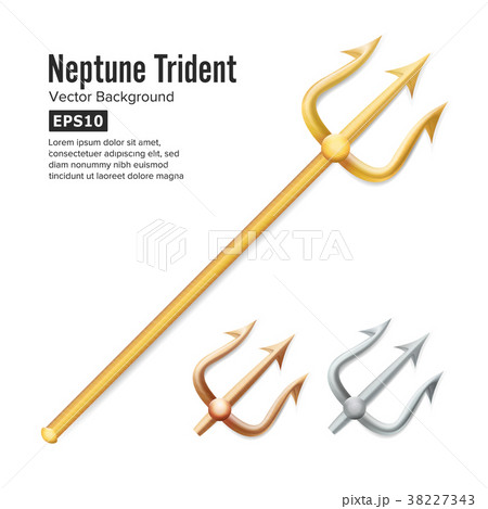 Neptune Trident Vector. Realistic 3D Silhouette Of 38227343