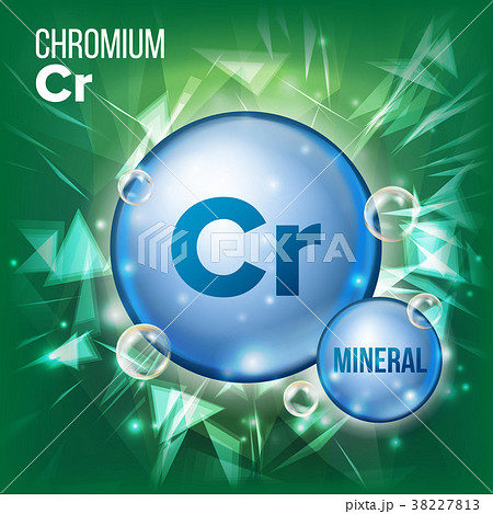 Cr Chromium Vector. Mineral Blue Pill Icon 38227813