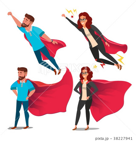 Super Business Woman Character Vector. Red Cape Super Business Woman Character Vector. Red Cape 38227941