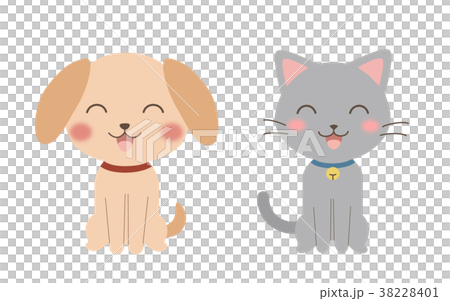 笑っている犬と猫のイラスト素材