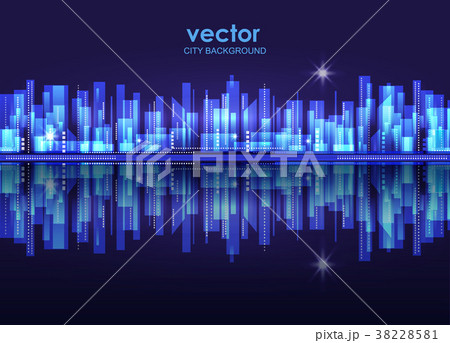 Illuminated Night city skyline Illuminated Night city skyline 38228581