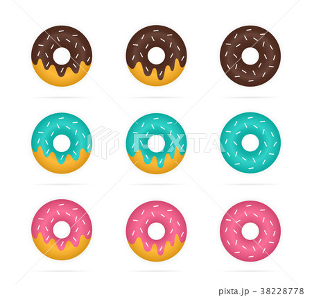 Vector set of colored donuts in realistic style Vector set of colored donuts in realistic style 38228778