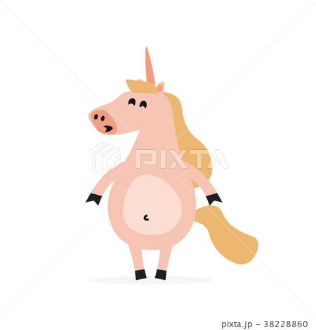Smiling cartoon fantastic unicorn. Vector 38228860
