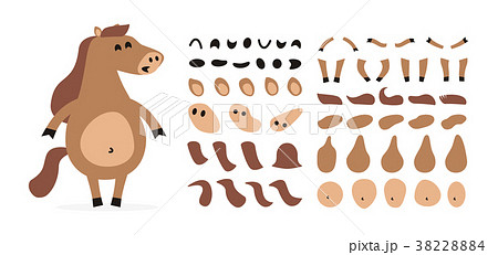 Cartoon horse creation set. Icons with different Cartoon horse creation set. Icons with different 38228884