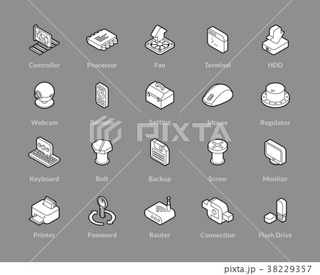 Isometric outline icons set 38229357