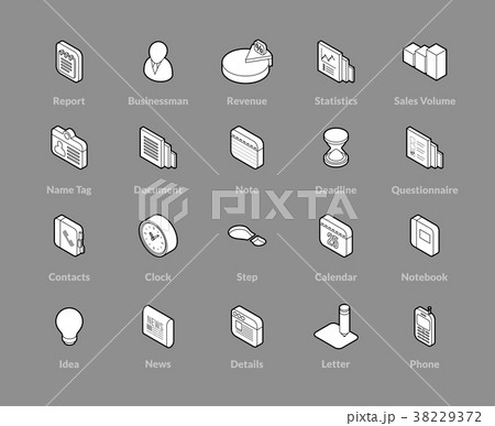 Isometric outline icons set 38229372