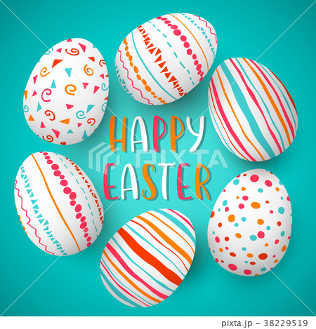 Happy Easter eggs Colorful easter eggs on blue. Happy Easter eggs Colorful easter eggs on blue. 38229519