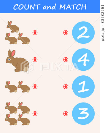 Count and match rabbit cartoon. Math educational g 38232561