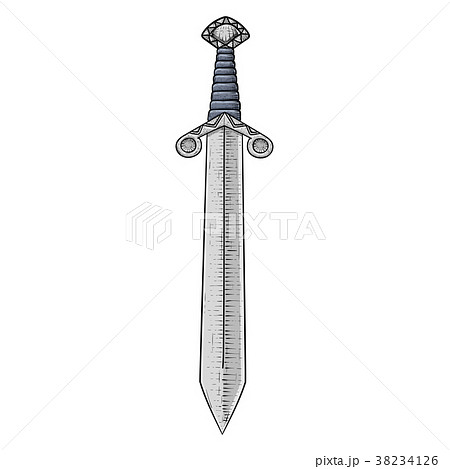 Metal sword. Old medieval weapon. Hand drawn Metal sword. Old medieval weapon. Hand drawn 38234126
