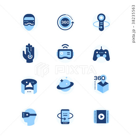 Virtual reality - set of flat design style icons 38235563