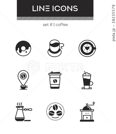 Coffee - set of line design style icons 38235579