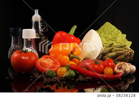 Various fresh vegetables from the garden isolated 38236128