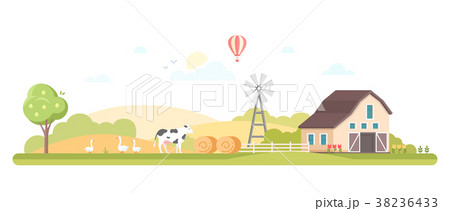 Rural landscape - modern flat design style vector Rural landscape - modern flat design style vector 38236433