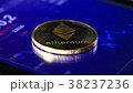 Gold coins of the ethereum on the background of a 38237236