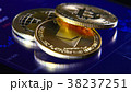 Golden bitcoins on the background of a graphic 38237251