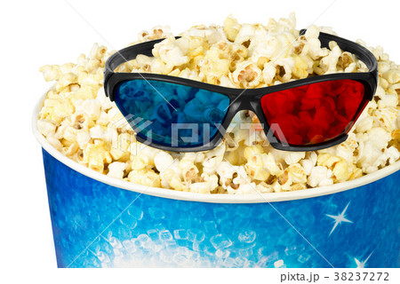 Popcorn box and movie glasses 38237272