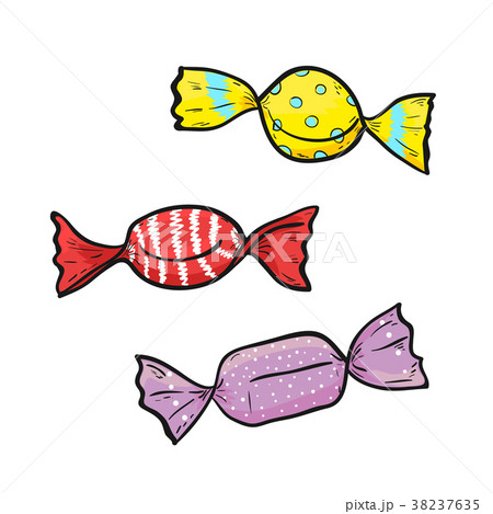Colorful cartoon candies isolated on white. Colorful cartoon candies isolated on white. 38237635