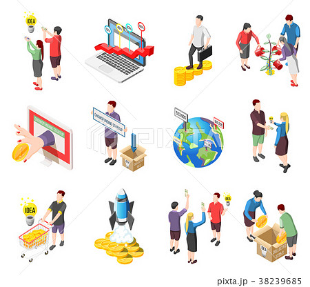 Crowdfunding Isometric Icons Set Crowdfunding Isometric Icons Set 38239685