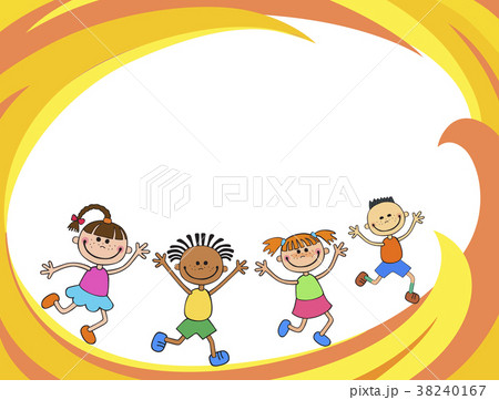 happy children run on the banner vector template 38240167
